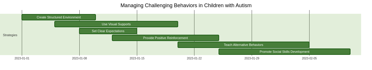 Gantt Chart of Essential Strategies for Managing Challenging Behaviors in Children with Autism