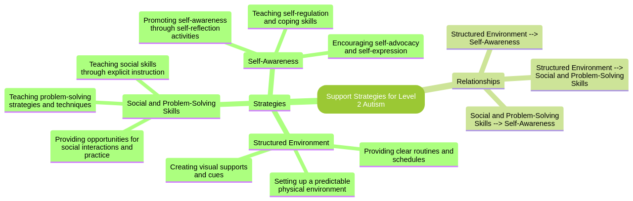 Mind Map: Strategies for Supporting Level 2 Autism