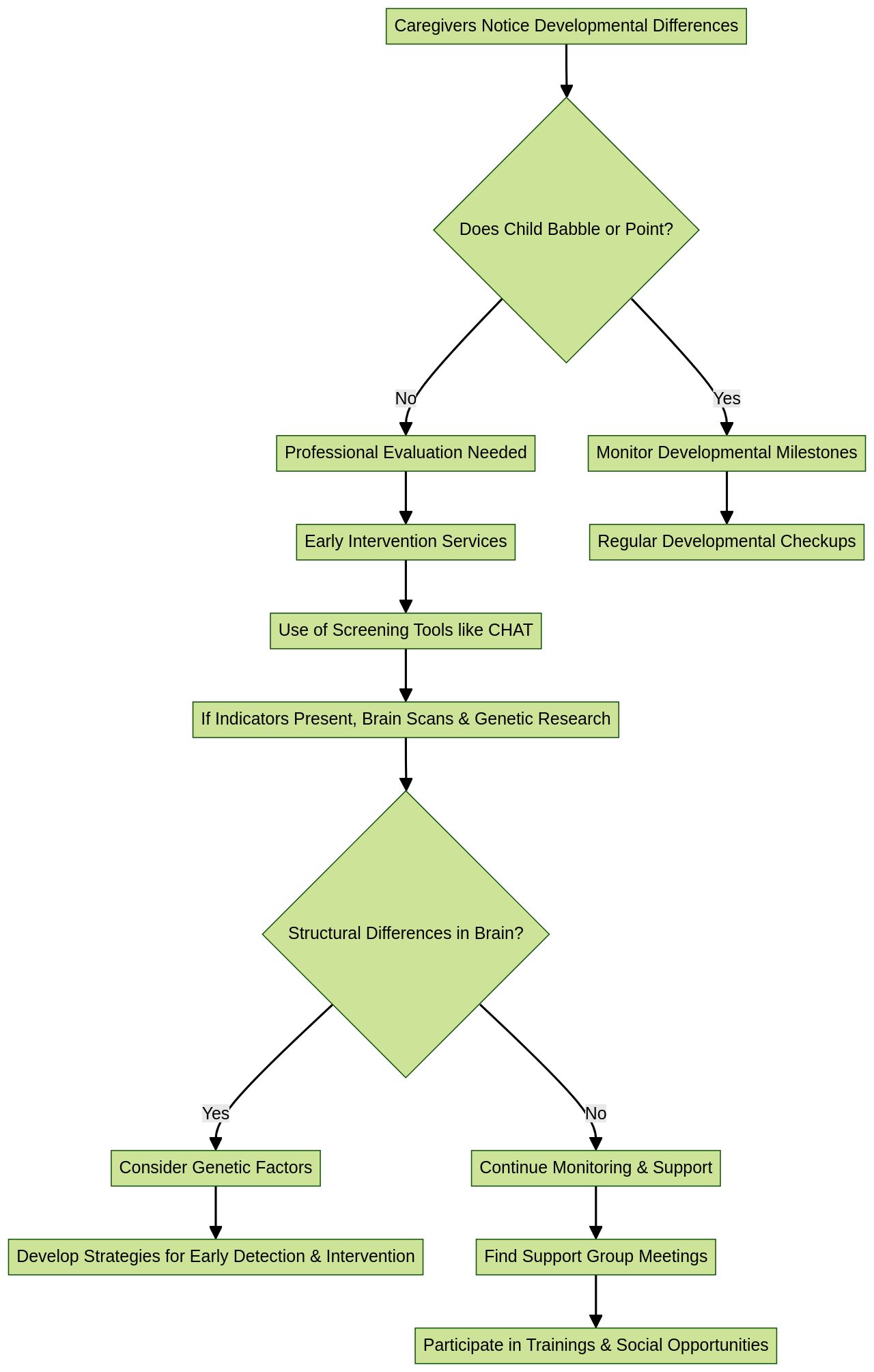 Flowchart: Early Signs of Autism and Intervention Process