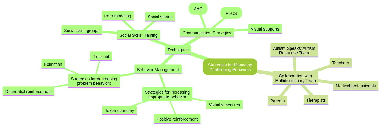 Mind Map: Strategies for Managing Challenging Behaviors in Autism and ADHD