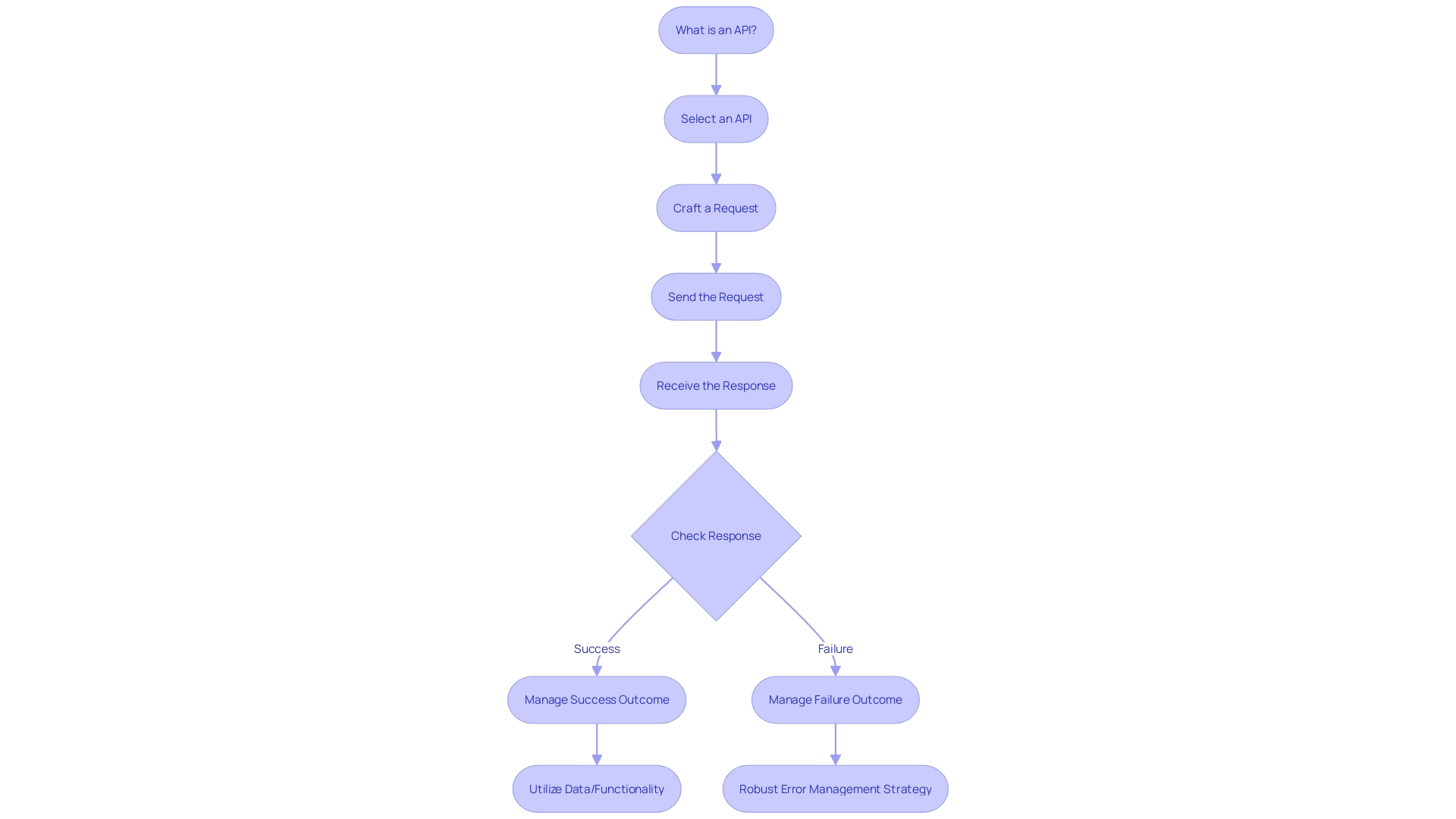 A flowchart illustrating the process of handling API requests and responses